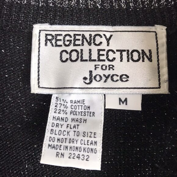 Vtg Regency Collection Joyce 1/4 Zip Sweater Black Silver Metallic Knit Medium - Picture 8 of 8